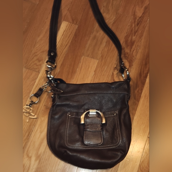 B MAKOWSKY BROWN PEBBLED WESTBORNE CROSSBODY LEATHER HANDBAG SHOULDER PURSE NICE - Picture 2 of 9